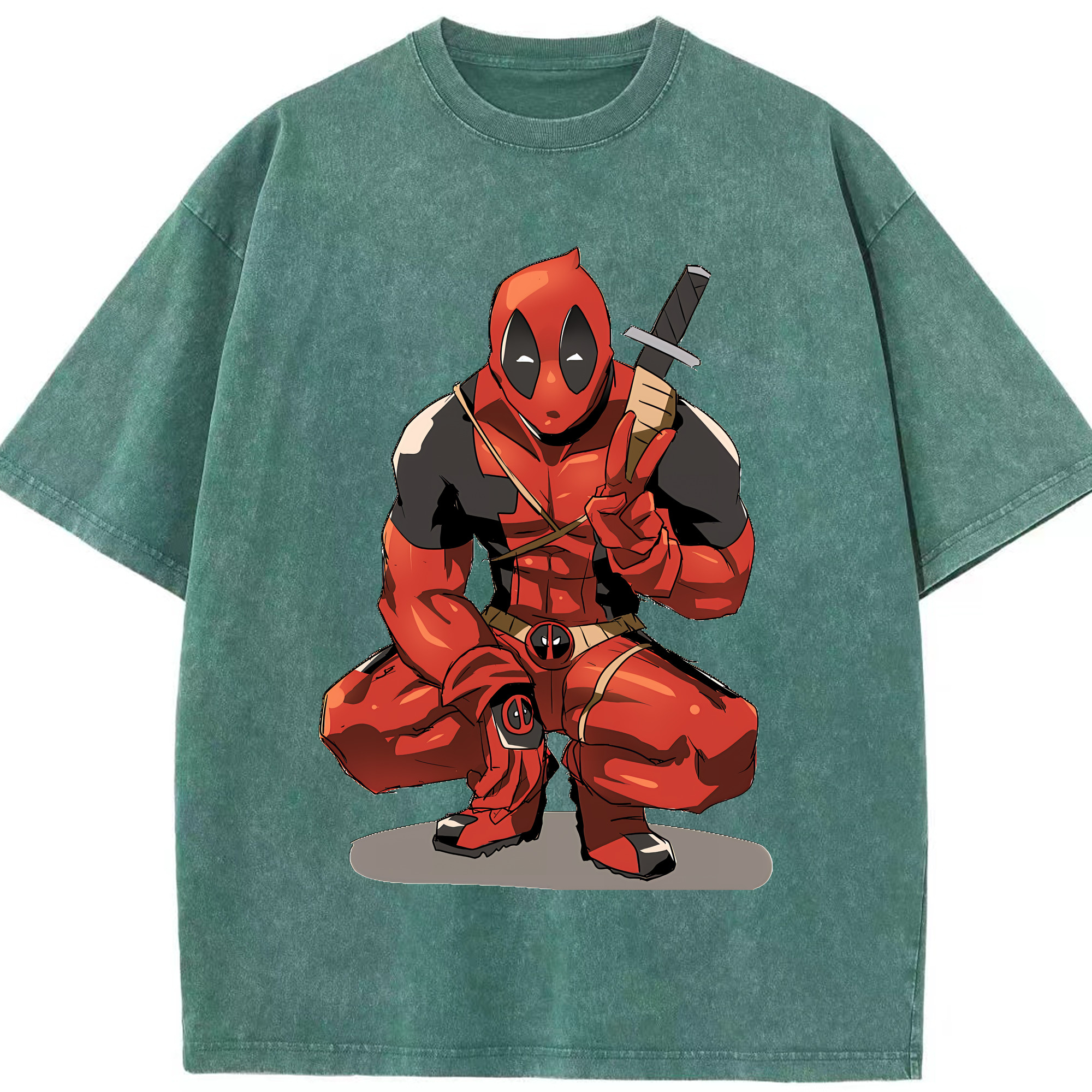 （画像用） Deadpool デッドプール 綿100% ヴィンテージ風 半袖Tシャツ（フロントプリント）